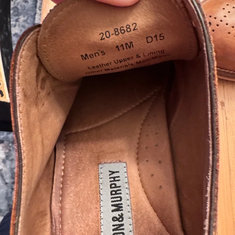 Johnston & Murphy Mens Tan Leather Brogue Cap Toe Oxford Dress Shoes 11M 20-8682